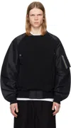 Sacai Padded Knit Cotton-blend And Nylon Twill Sweater. In 001 Black