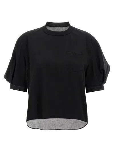 Sacai Black Organza T-shirt