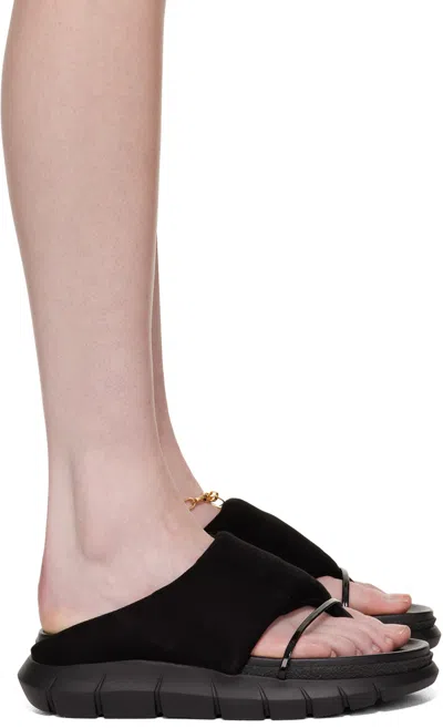 Sacai Calf Suede Platform Sandals In 001 Black