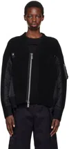 Sacai Black Cotton Blend And Nylon Bomber Jacket In Black