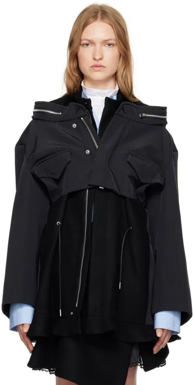 Sacai Black Paneled Jacket In 001 Black