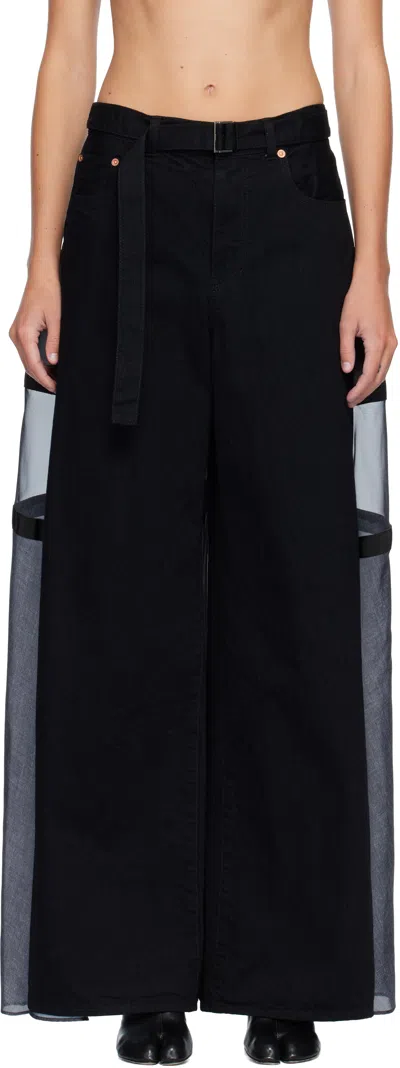 Sacai Black Paneled Jeans