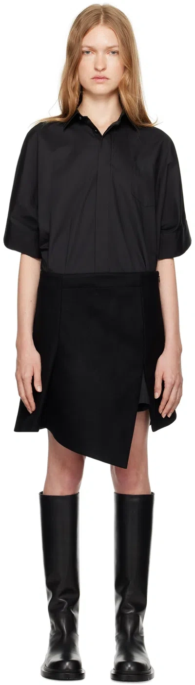 Sacai Black Paneled Mini Dress In 001 Black
