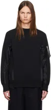 Sacai Mens Black X Black Crewneck Long-sleeves Cotton-jersey Blend Sweatshirt Xs In 002 Blackxblack