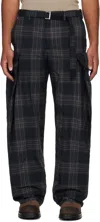 Sacai Black Plaid Cargo Pants In Black