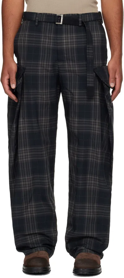 Sacai Black Plaid Cargo Pants
