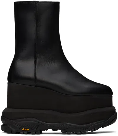 Sacai Black Platform Ankle Boots In 001 Black