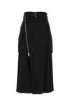 Sacai Black Suiting & Nylon Twill Midi Skirt In Black