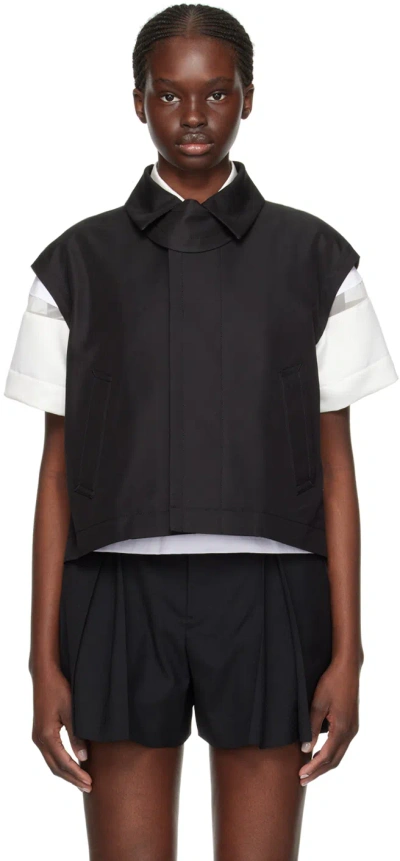 Sacai Black Pleated Vest In 001 Black