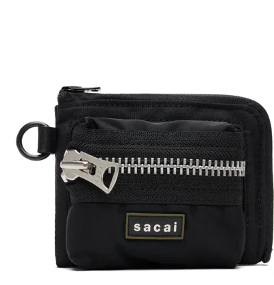 Sacai Black Pocket Fragment Pouch In Brown