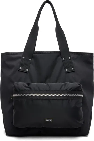 Sacai Black Pocket Large Tote