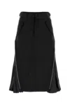 Sacai Suiting Mixed Media Midi Skirt In Black
