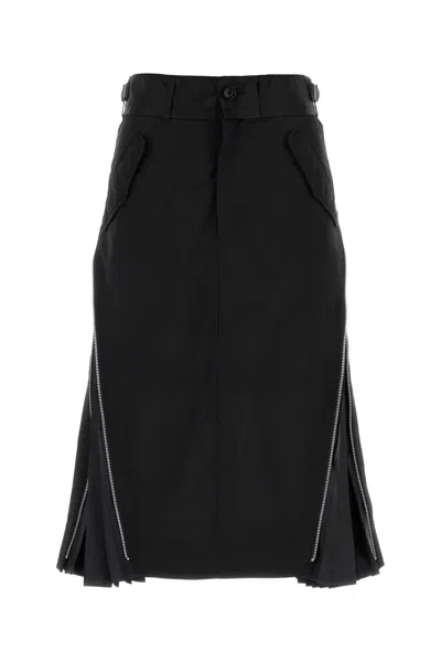 SACAI BLACK POLYESTER BLEND SKIRT