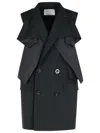 Sacai Black Polyester Blend Trench Coat In Black