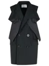 Sacai Black Polyester Blend Trench Coat In Black