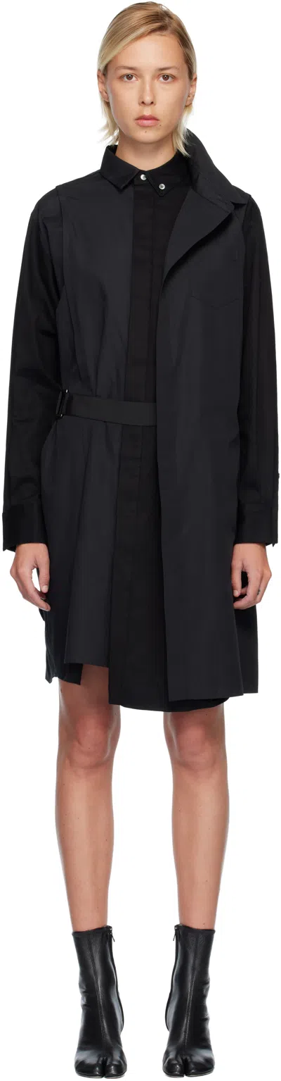 Sacai Black Poplin Midi Dress