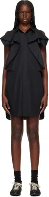 Sacai Poplin Dress With Cap Sleeves And Ruffled Detail In 001 Black