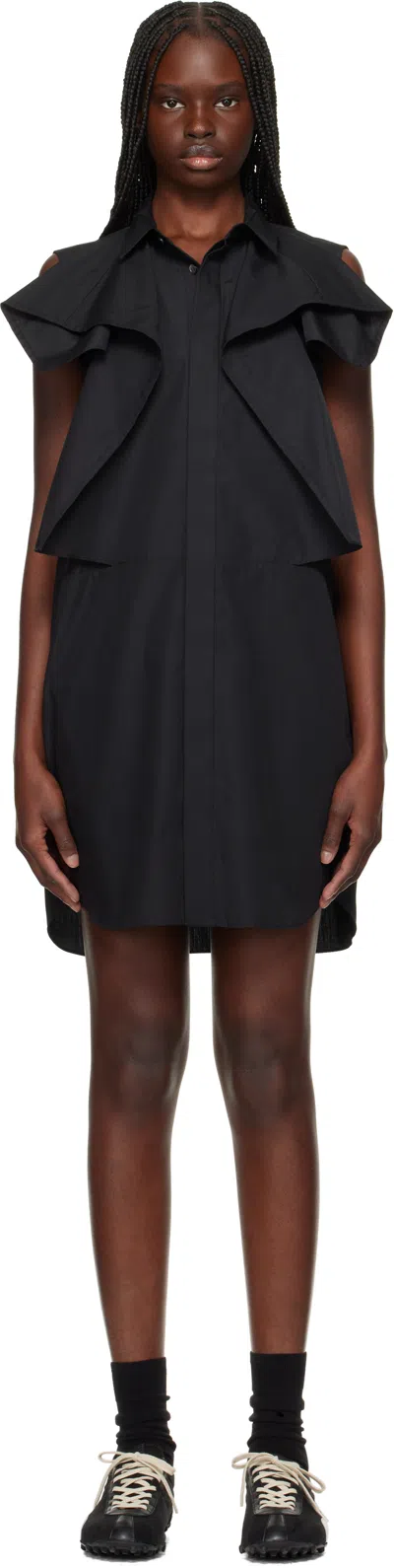 Sacai Black Poplin Minidress In 001 Black