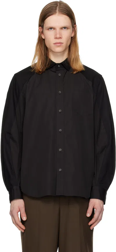 Sacai Poplin Shirt Jacket In Black