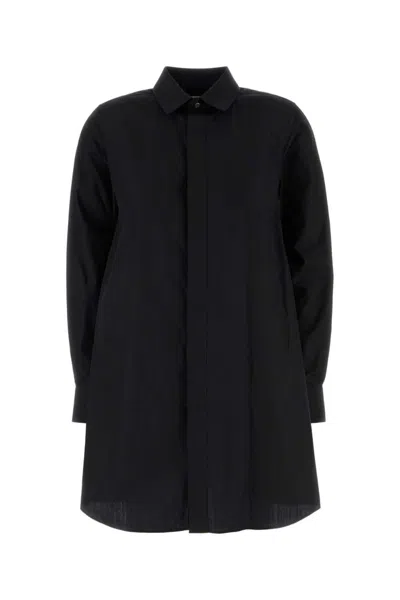 Sacai Shirt Dress Poplin Chest Pocket In Black