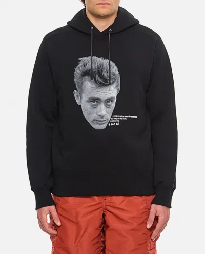 SACAI BLACK PRINTED HOODIE