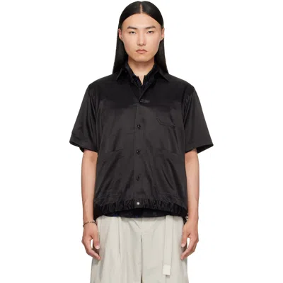 Sacai Black Rayon Cotton Twill Shirt