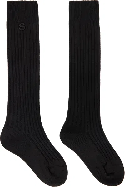 Sacai Black Rib Socks In 001 Black