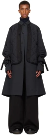 Sacai Black Ripstop Coat In 001 Black