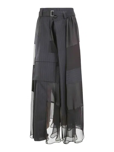 SACAI BLACK SATIN SKIRT