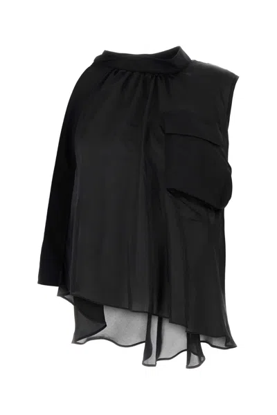 SACAI BLACK SATIN TOP