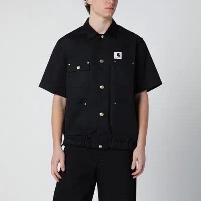 Sacai X Carhartt Corduroy-collar Shirt In Black