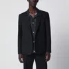 Sacai Black Single-breasted Jacket With Denim Insert In Black
