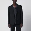 Sacai Black Single-breasted Jacket With Denim Insert In Black
