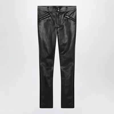 Sacai Black Slim Trousers In Faux Leather
