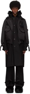 Sacai Black Spiewak & Gonz Edition Multi Patch Down Coat In 001 Black