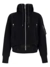 Sacai Black Sponge Sweat X Nylon Twill Hoodie In Black