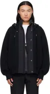 Sacai Mens Black Sponge Relaxed Cotton-nylon Blend Hoody In Blue