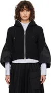 Sacai Black Sponge Sweat & Nylon Twill Hoodie In 001 Black