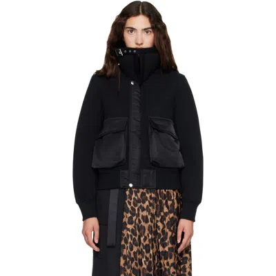 Sacai Black Sponge Sweat Blouson Jacket