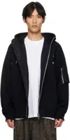 Sacai High-neck Zip Bomber Jacket In Black