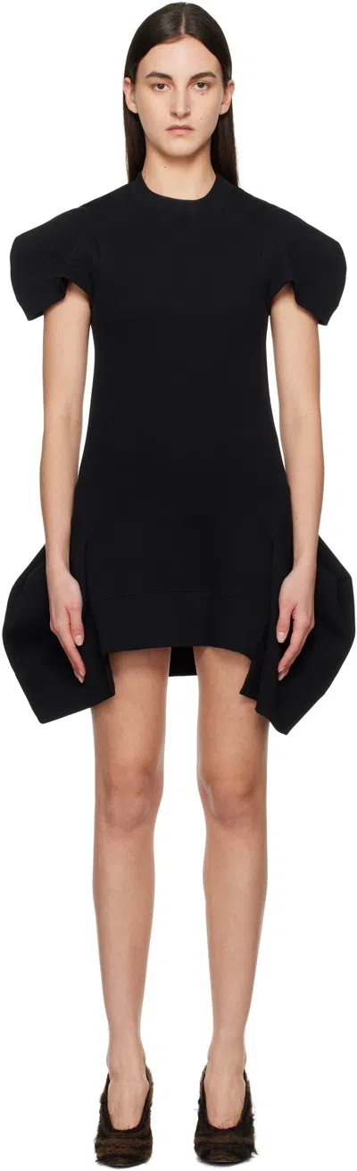 Sacai Black Sponge Sweat Minidress In 001 Black