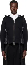 Sacai Black Sponge Sweat X Nylon Twill Hoodie In 002 Black*black