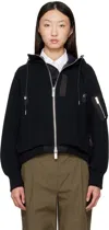 Sacai Black Sponge Sweat X Nylon Twill Hoodie