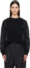 Sacai Black Sponge Sweat X Nylon Twill Sweatshirt In 001 Black