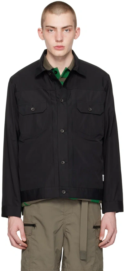 Sacai Black Spread Collar Jacket In 001 Black