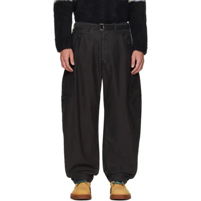 Sacai Black Sueded Cotton Cargo Pants In 001 Black