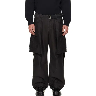 Sacai Black Sueded Cotton Cargo Pants In 001 Black