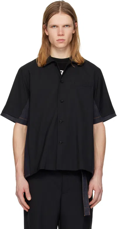 Sacai Patchwork Design Shirt In Black
