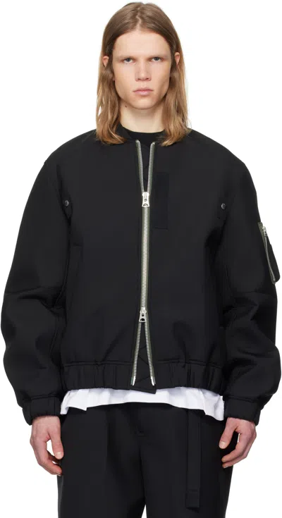 Sacai Black Suiting Bonding Bomber Jacket In 001 Black