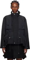 Sacai Black Suiting Bonding X Grosgrain Jacket